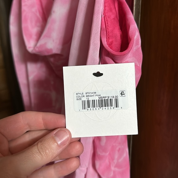 Sage Collective Pink Tie Dye Spaghetti Strap Midi Slip Dress - Picture 7 of 7